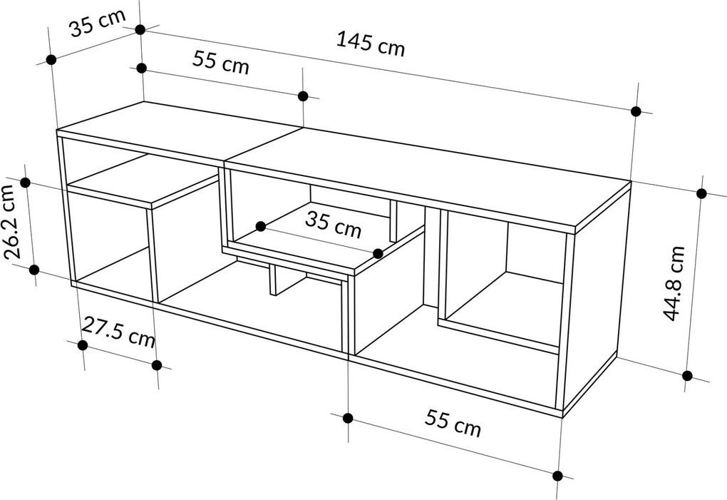 Televízny stolík Houseland Glis dub zafírový/škoricovo hnedý
