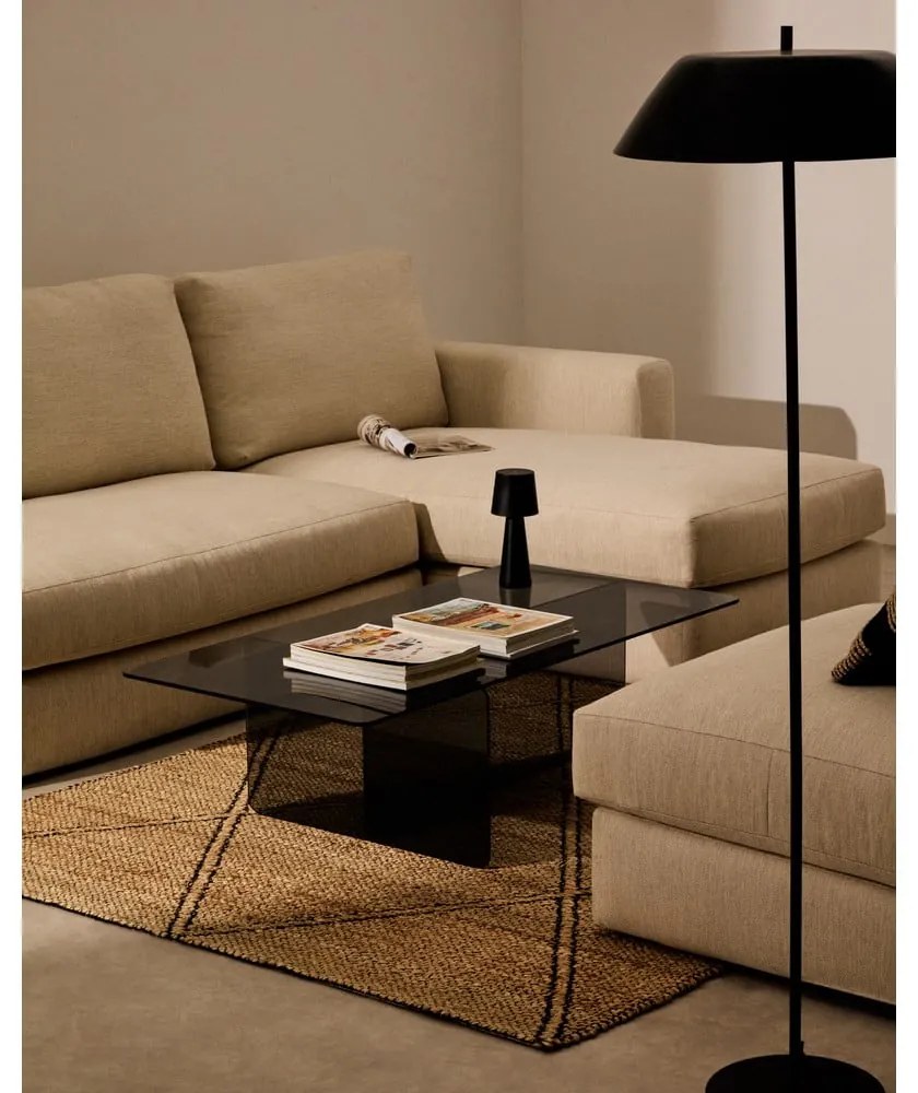 Sivý sklenený konferenčný stolík 60x120 cm Zaren – Kave Home