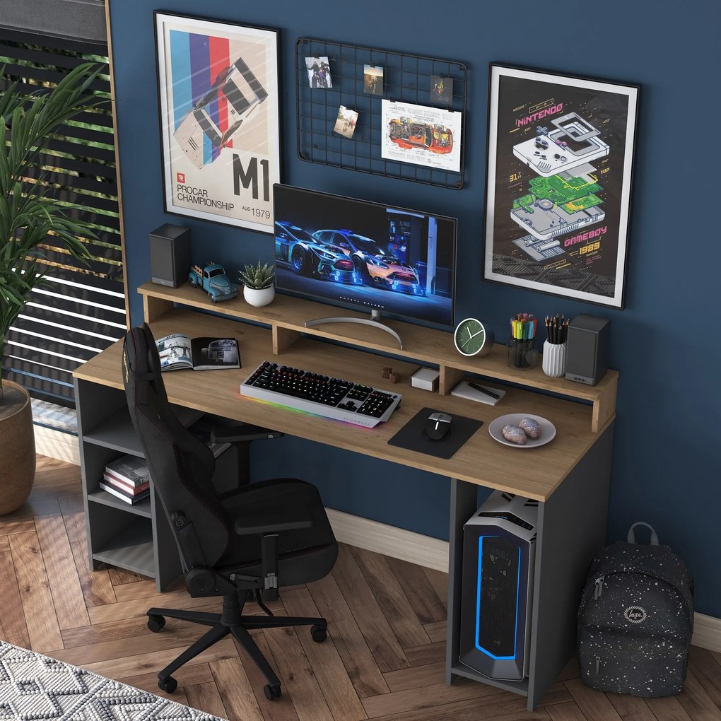 Písací stôl Kalipo 160 cm orech/antracit