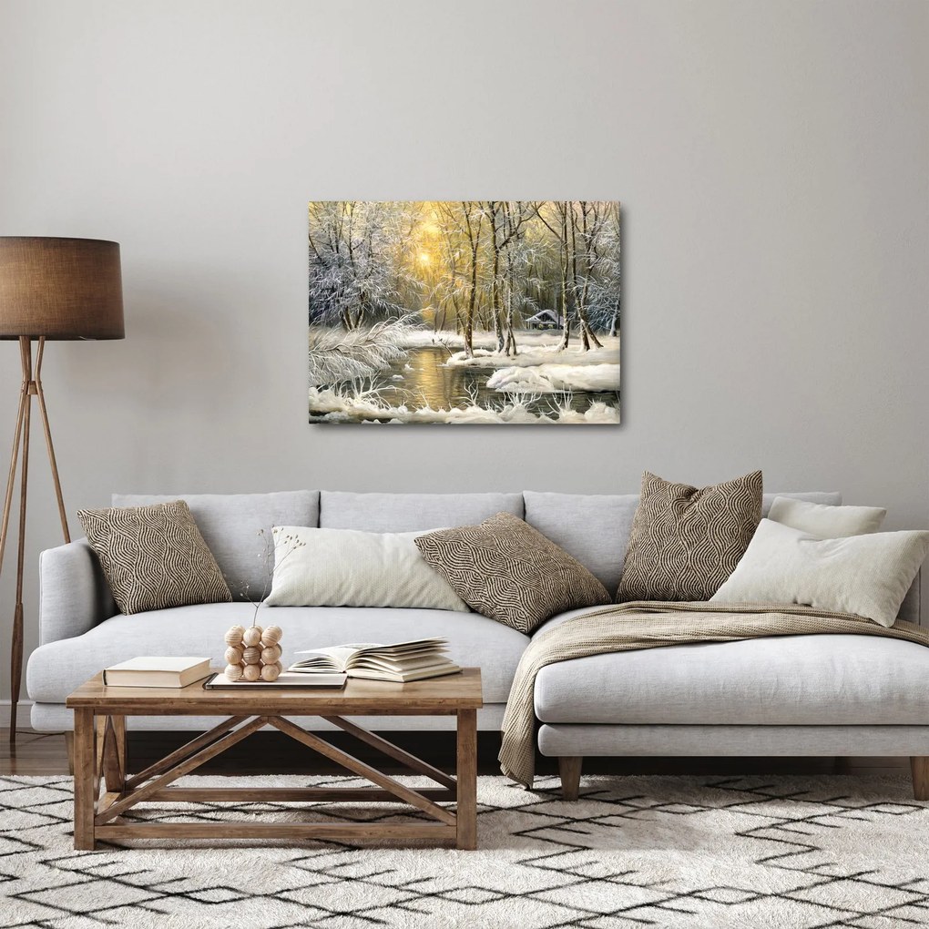 Obraz - Chalúpka v lese, olejomaľba (70x50 cm)