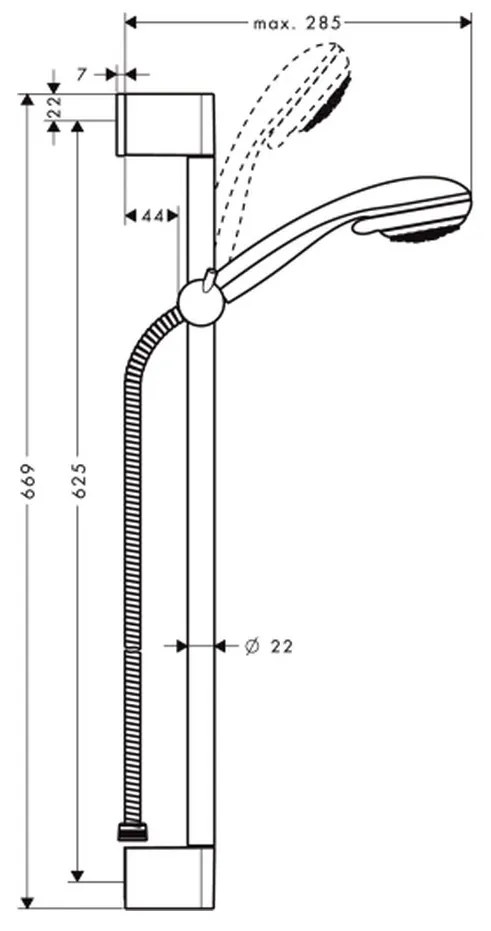 Hansgrohe Crometta 85, sprchová súprava Vario so sprchovou tyčou 65 cm, chrómová, HAN-27763000