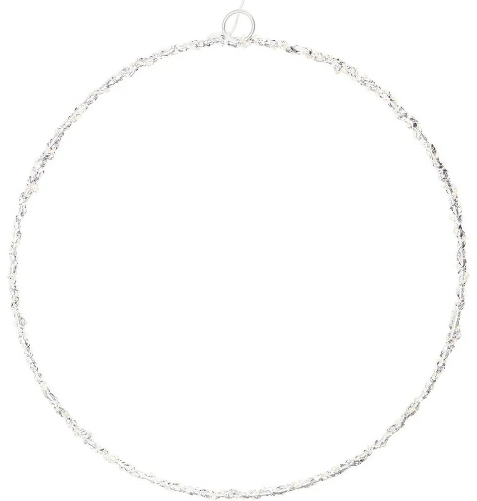 Svietiaca vianočná dekorácia Kruh, 30 cm, strieborná, LED teplá biela, na batérie