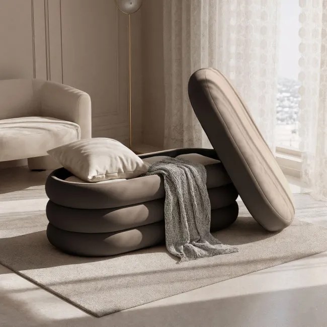 Taburetka PUFFO hnedá