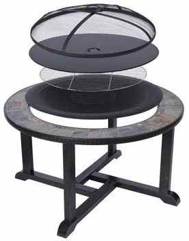 Ohnisko Strend Pro Grill, kovové, 4 stoličky, 105x75 cm