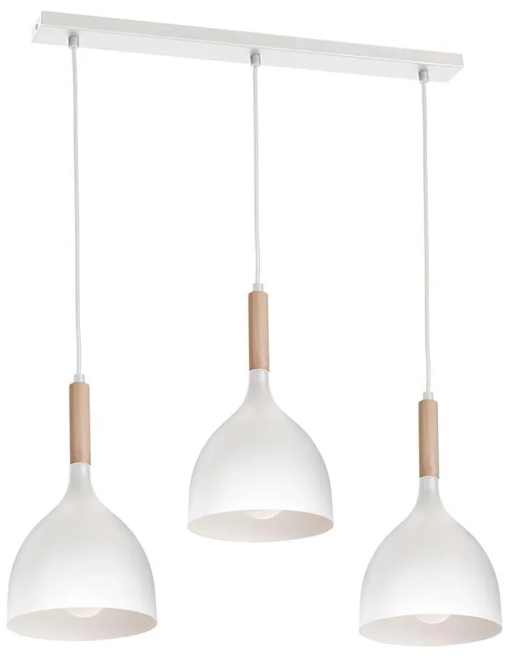 Luster na lanku NOAK WOOD 3xE27/15W/230V biela/buk