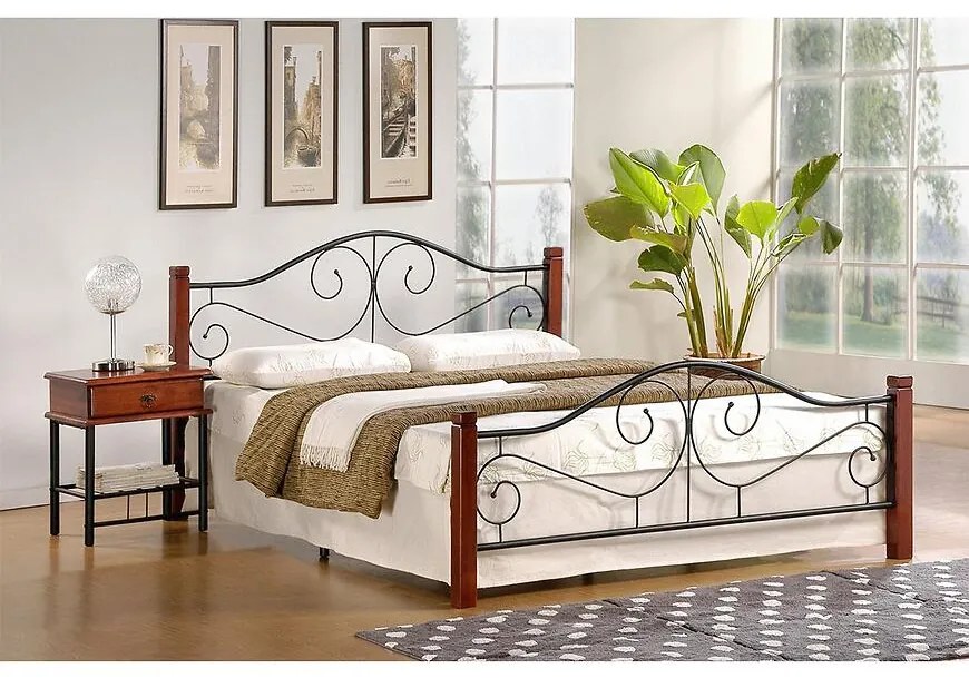 Posteľ Violetta 140 antická čerešňa/čierna