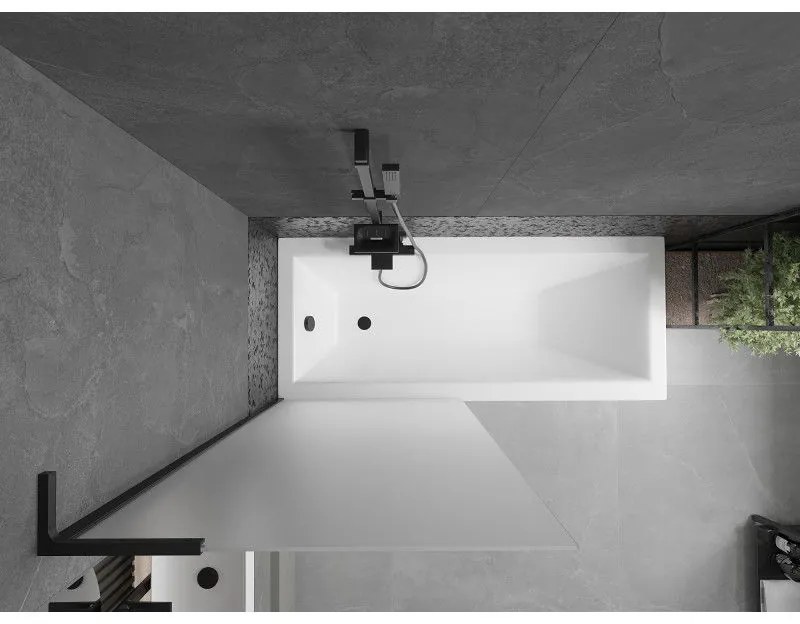 Mexen Next L, 1-krídlová vaňová zástena 80 x 150 cm, 6mm sklo námraza, čierny profil, 895-080-000-03-30-70