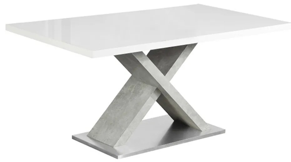 Kondela Jedálenský stôl, biela s vysokým leskom HG/betón, 160x90 cm, FARNEL