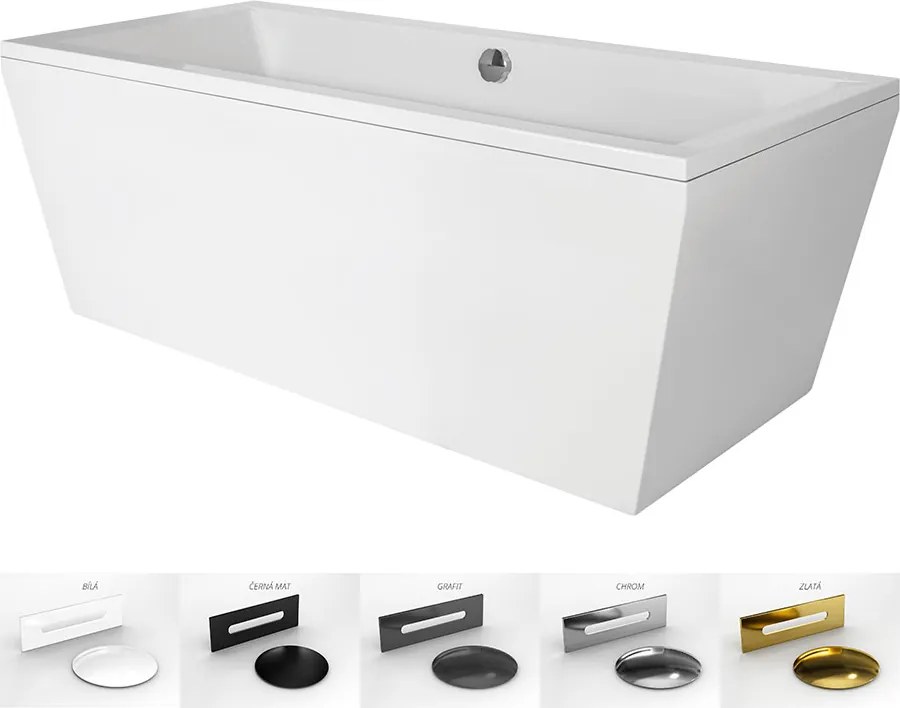 Besco Voľne stojaca vaňa zo sanitárneho kompozitu Vera CC/SP 180x80, s prepadom BESCO-Typ výpuste: Alcaplast Click-Clack so štrbinovým prepadom, biel…
