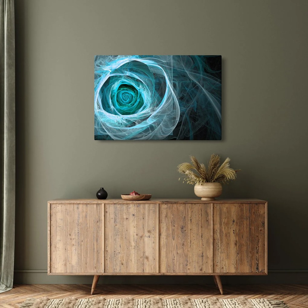 Obraz - Abstraktné ruže modrá s čiernym pozadím (90x60 cm)