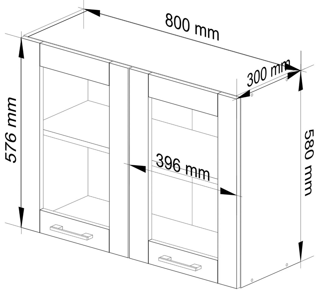 Závěsná kuchyňská skříňka OLIVIE W 80x58 cm matná bílá/beton