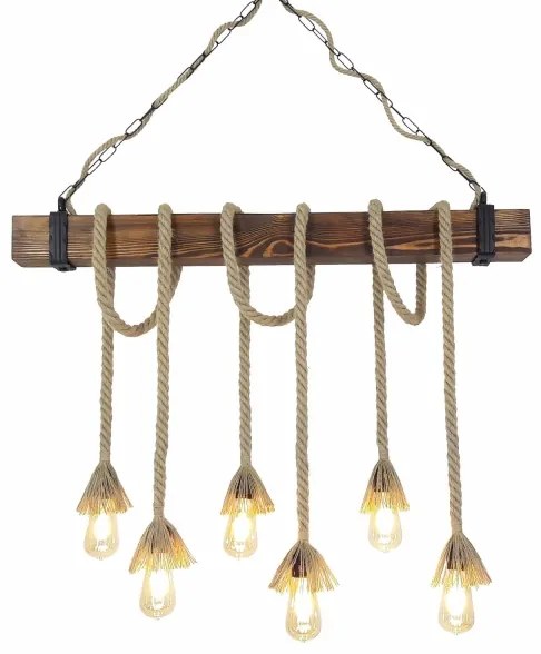 Luster s lankom KUTUK 6xE27/40W/230V borovica