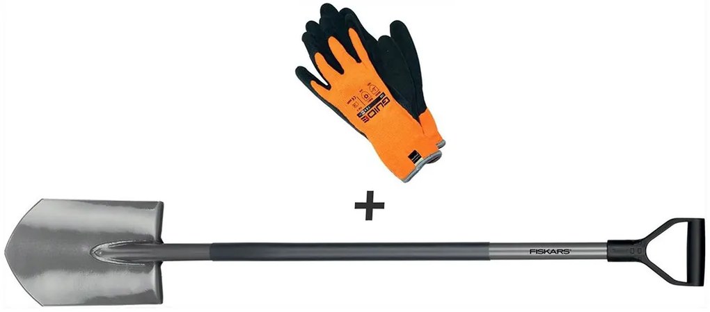 Fiskars Set rýľ špicatý Ergonomic + pracovné rukavice 1003460