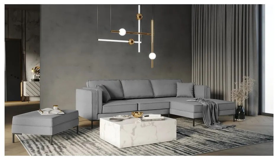 Sivá rohová pohovka Milo Casa Attilio, pravý roh