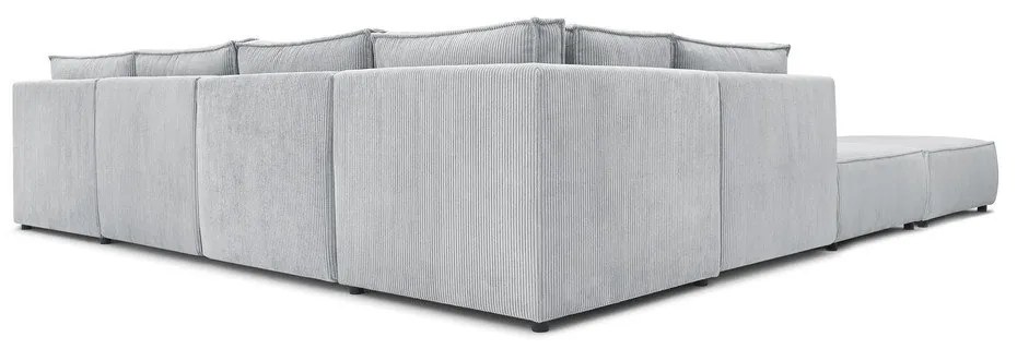 Svetlosivá menčestrová rohová pohovka (do tvaru "U"/variabilná) Nihad modular – Bobochic Paris