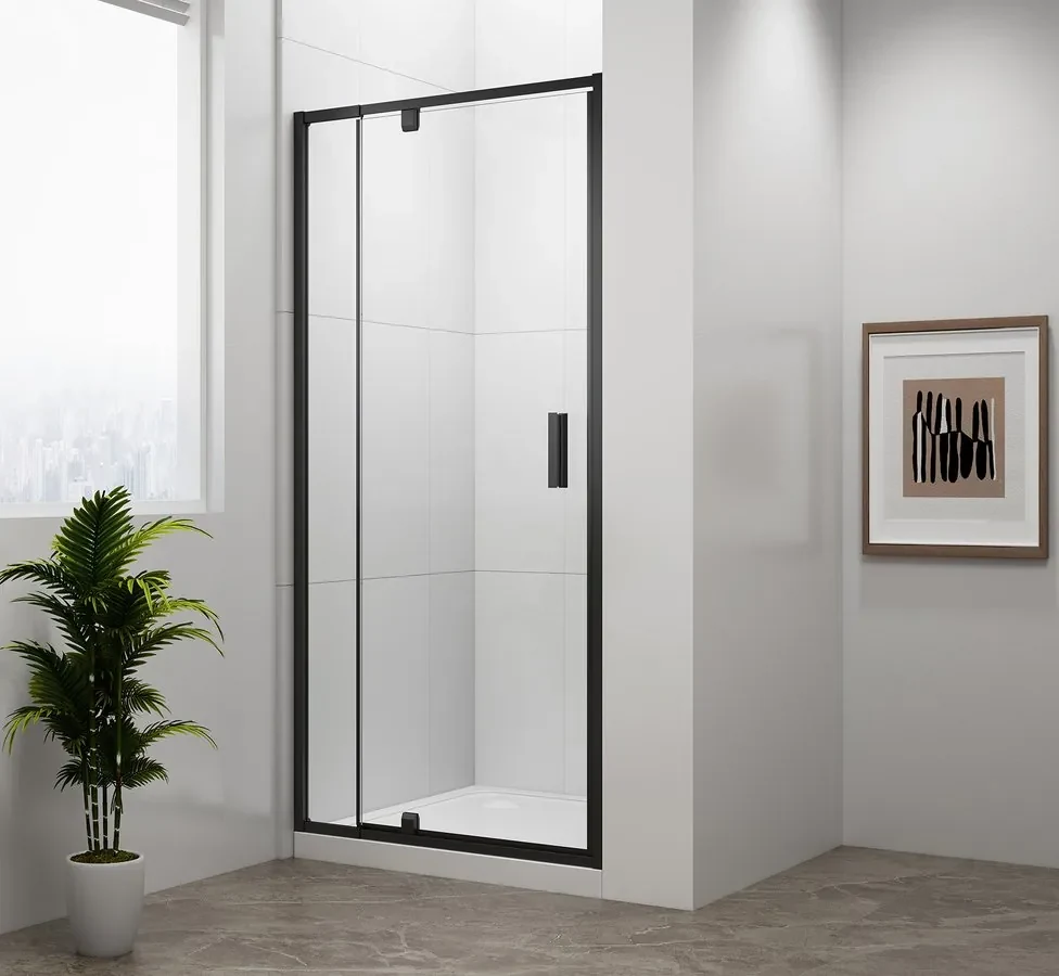 Polysan Polysan, EASY BLACK štvrťkruhová sprchová zástena 900x900mm, L/R, čire sklo, EL2615B