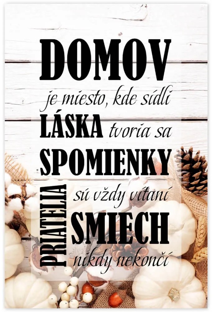 Obraz v ráme s textom - domov, hnedy