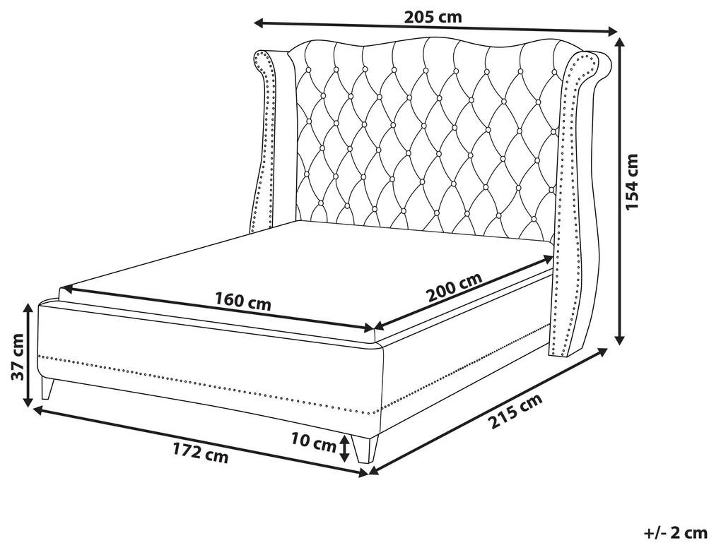 Zamatová posteľ 160 x 200 cm sivá AYETTE Beliani