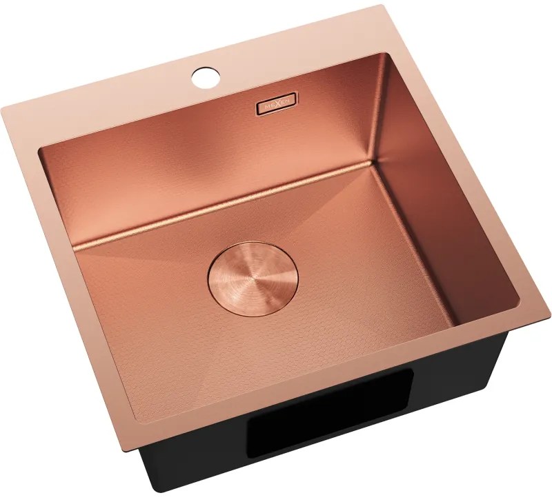Mexen Solix, 1-komorový nerezový drez 500 x 500 mm, brúsená meď, vzor voština, 6407501000-65HC