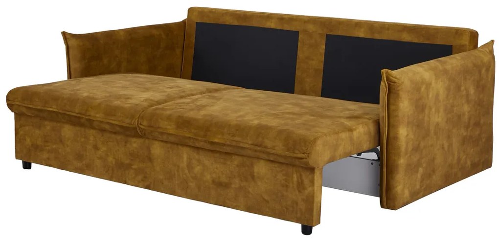 Rozkladacia pohovka APARTMENT 215 cm zamatová horčicovo žltá