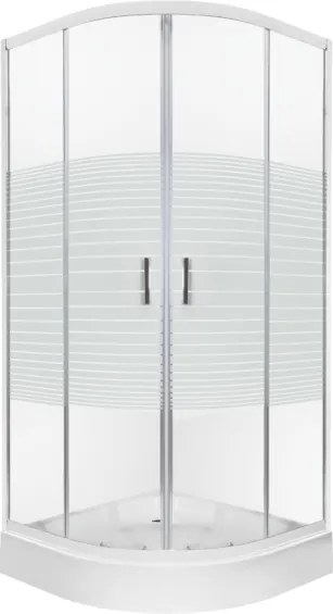 Novoterm Štvrťkruhový sprchový kút NV-Madera 90x90 chróm/potlač + vanička