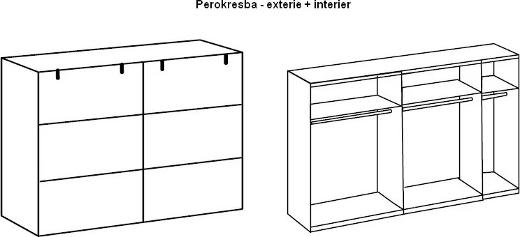 Šatník s posuvnými dverami Detroit, 250 cm, doskový dub / antracitová oceľ