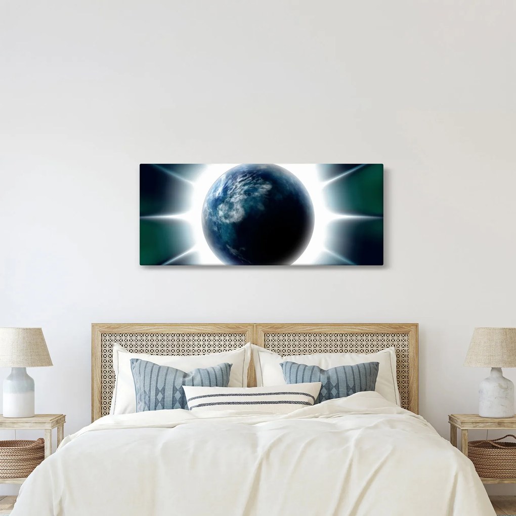 Obraz ožiarenej planéty (120x50 cm)