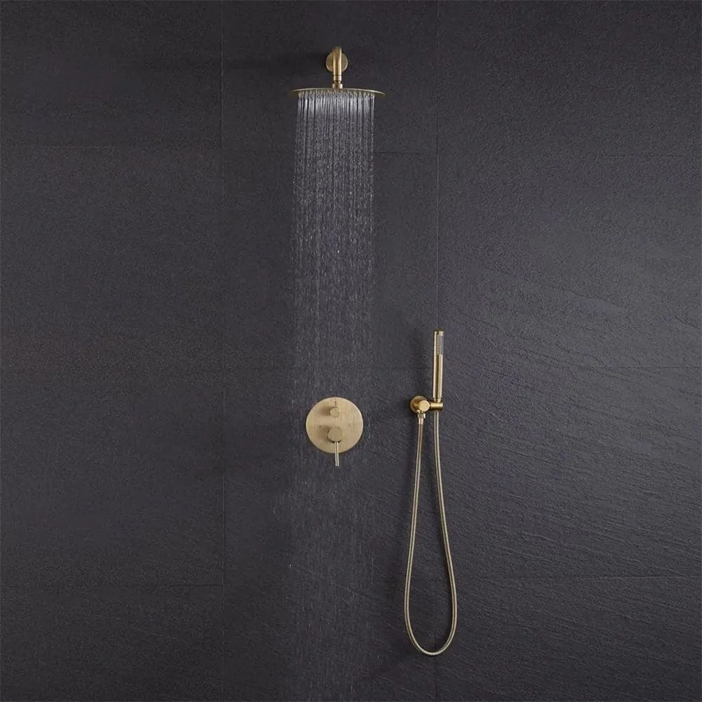 Rea Lungo, podomietkový sprchový set s dažďovou hlavovou a ručnou sprchou, zlatá matná, REA-P4160