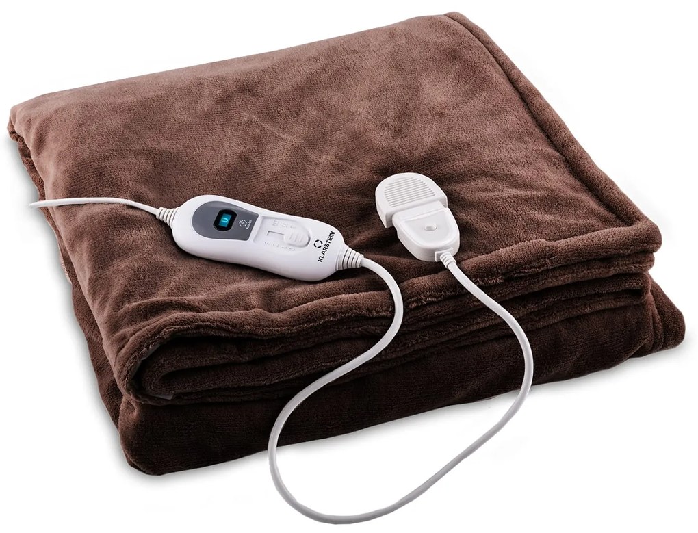 Klarstein Dr. Watson XL, vyhrievacia deka, 120 W, 180 x 130 cm, prateľná, mikroplyš, hnedá