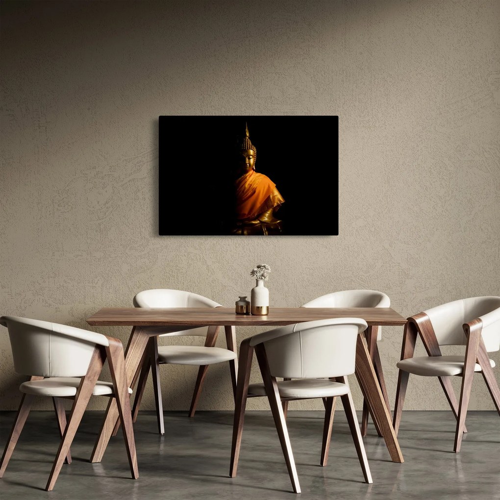 Obraz - Zlatá socha Budhu (90x60 cm)