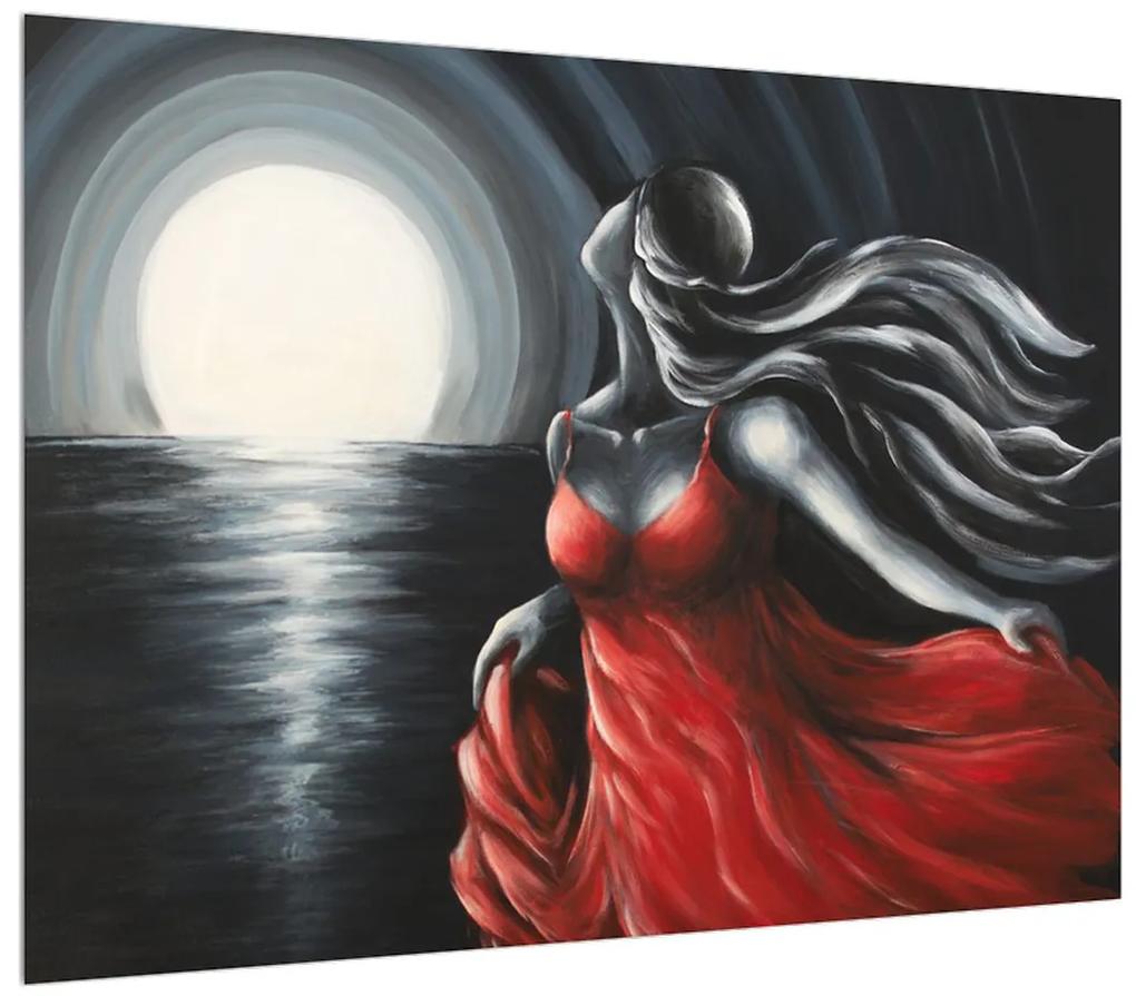 Obraz ženy v červených šatách (70x50 cm)