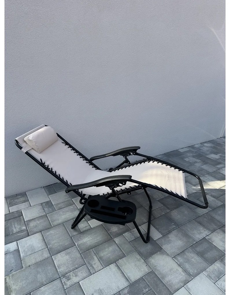 Záhradné a plážové relaxačné kreslo s podnožkou Regina, béžová
