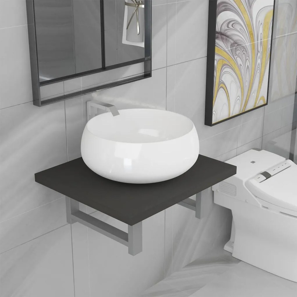 vidaXL Dvojdielna sada kúpeľňového nábytku sivá keramická