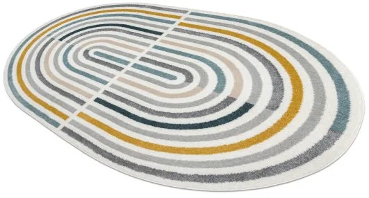 Koberec FUSION Shape 5711 biely / tmavozelený ovál