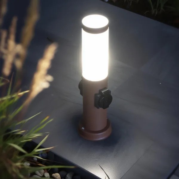 Brilagi - Vonkajšia lampa s 2 zásuvkami SCHUKO NOVA 1xE27/15W/230V 40 cm IP44 hnedá