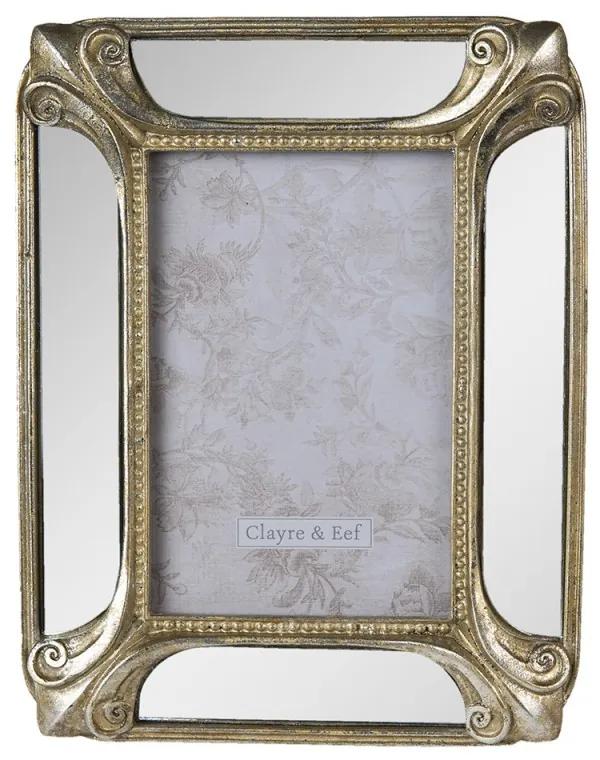 Zlatý antik fotorámik so zrkadlom - 20*2*25 cm / 13*18 cm