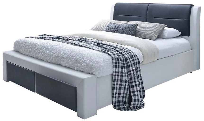 Posteľ Cassandra-S 140 biela-čierna