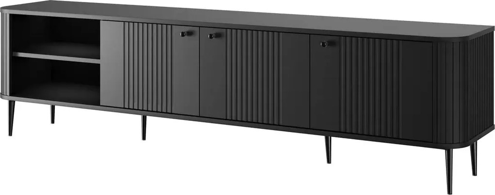 TV stolík Vespera 3D 187 cm - čierna / čierne nožičky