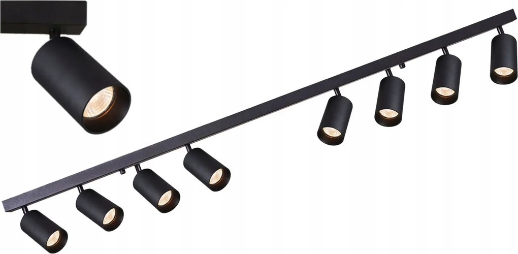 BERGE Koľajnicová lampa GU10 VIKI-L 8 - čierna