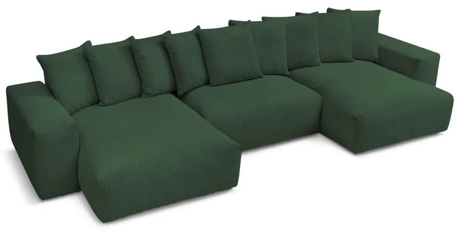 Zelená menčestrová rohová pohovka Voltaire – Bobochic Paris