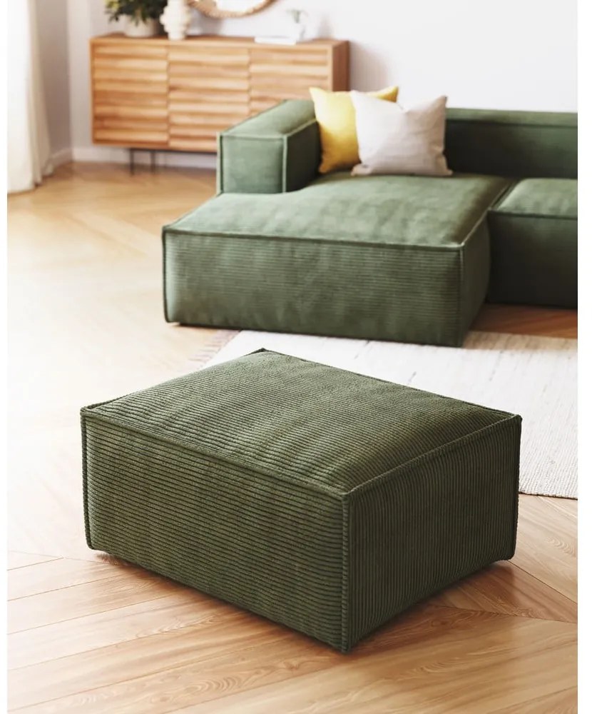 Zelená menčestrová podnožka Blok – Kave Home