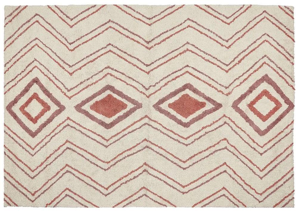 Bavlnený koberec 160 x 230 cm béžová/ružová KASTAMONU Beliani