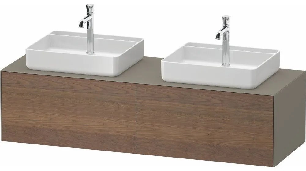 DURAVIT White Tulip závesná skrinka pod dve umývadlá na dosku, 2 zásuvky, 1600 x 550 x 408 mm, americký orech masív/kameňovo šedá matná, WT4865B77920000