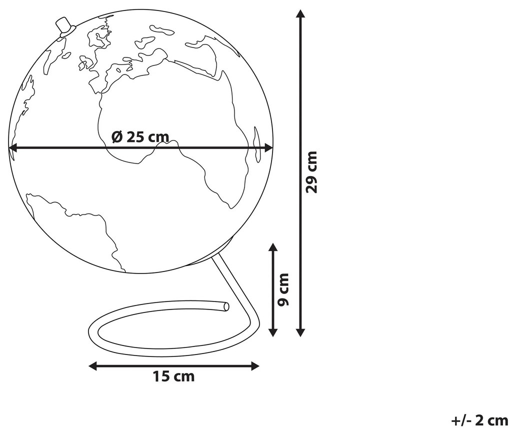 Čierny medený glóbus s magnetmi 29 cm CARTIER Beliani