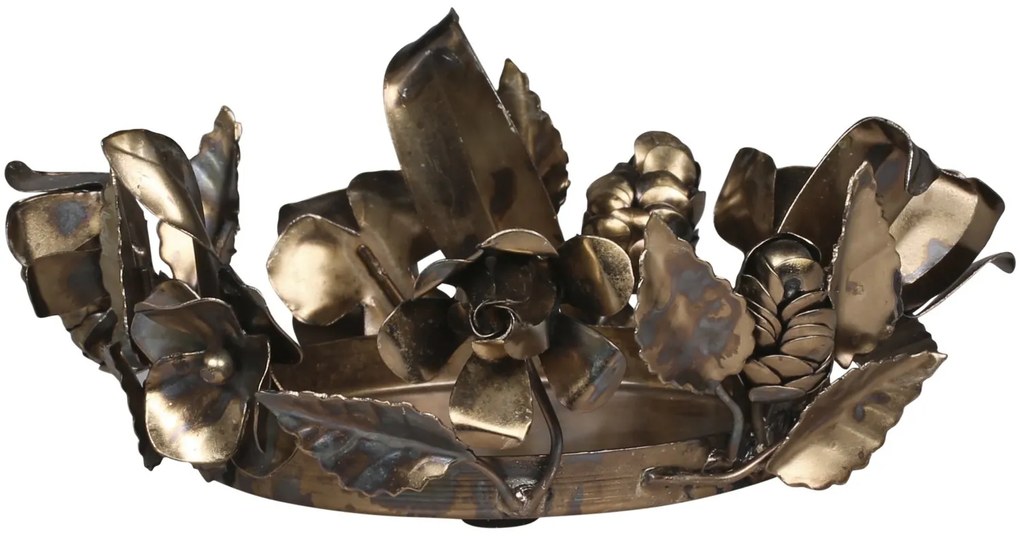 Mosadzný anti kovový svietnik s kvetmi ruže Rose - Ø 18*7 cm