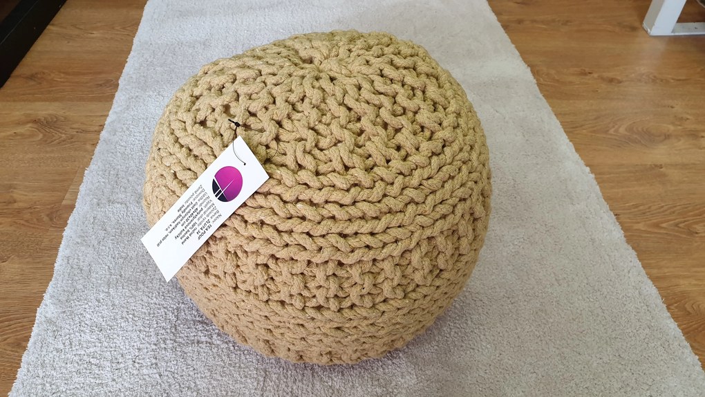KUDOS Textiles Pvt. Ltd. MEGA AKCE: Sedací vak TEA POUF 34 žlutý - 40x40x35 cm