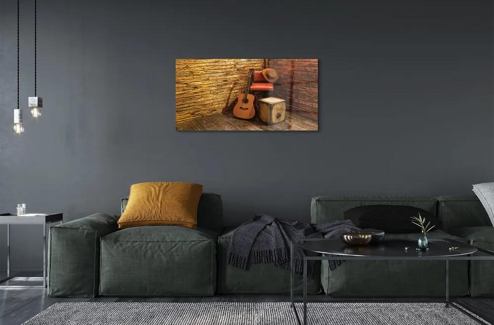 Obraz na skle Gitaru hat stoličky 140x70 cm