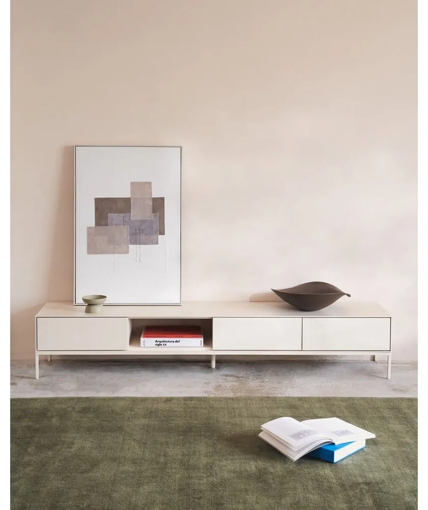 Biely TV stolík 195x35 cm Vedrana – Kave Home