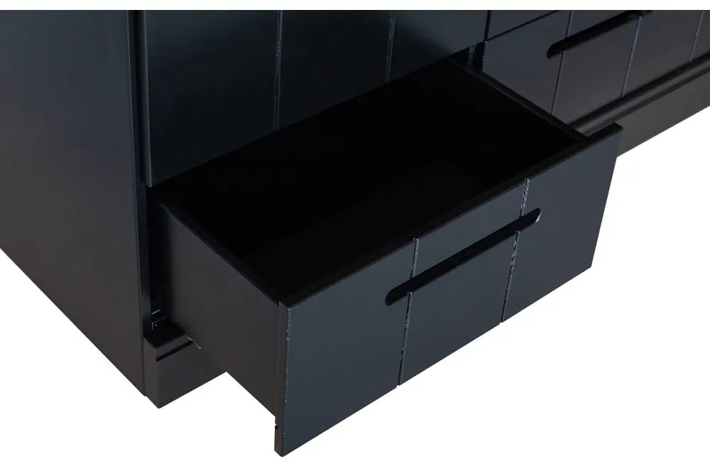 Čierna šatníková skriňa s konštrukciou z borovicového dreva WOOOD Connect, šírka 140 cm