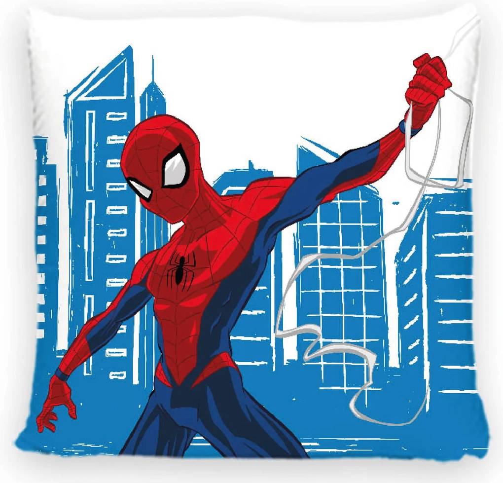DETSKÁ DEKORAČNÁ OBLIEČKA NA VANKÚŠ SPIDERMAN 40X40 CM VZOROVANÁ